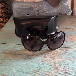 Vintage Authentic Fendi unique belt buckle temple sunglasses with case